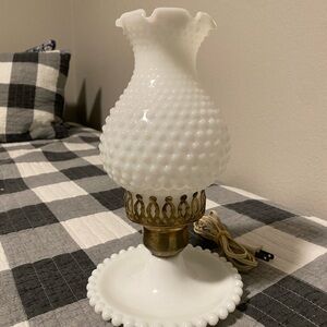 Vintage White Hobnail Glass Lamp